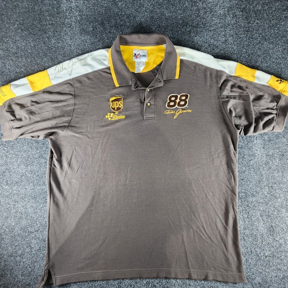 Chase Authentics Dale Jarrett Autographed UPS Racing #88 Polo Shirt Men XL Brown